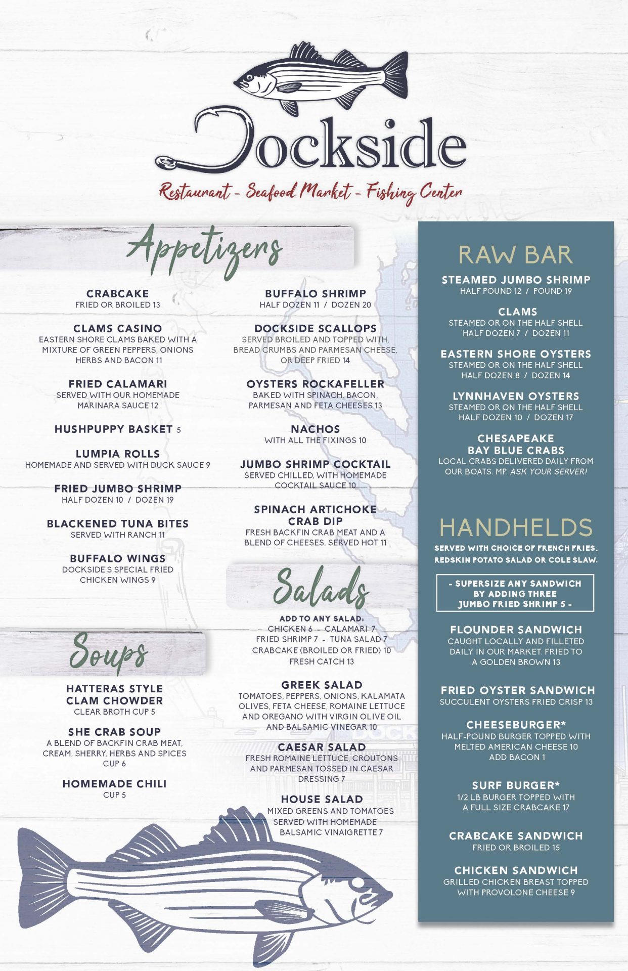 Menu Dockside Seafood & Fishing Center